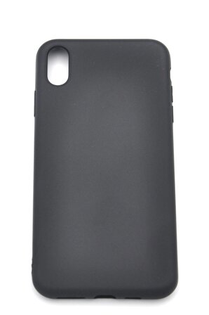 iPhone XS Max Uyumlu Düz Renk Esnek Yumuşak Silikon Kılıf  Rubber Siyah