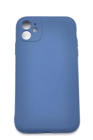 iPhone 11 Uyumlu Düz Renk Esnek Yumuşak Silikon Kılıf  Rubber İndigo Mavi