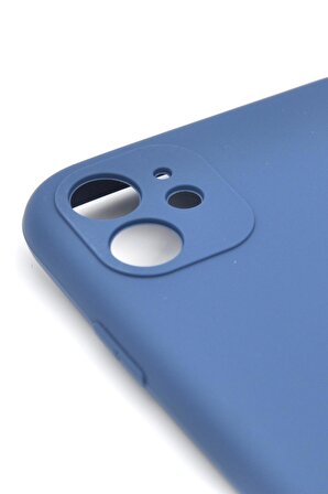 iPhone 11 Uyumlu Düz Renk Esnek Yumuşak Silikon Kılıf  Rubber İndigo Mavi