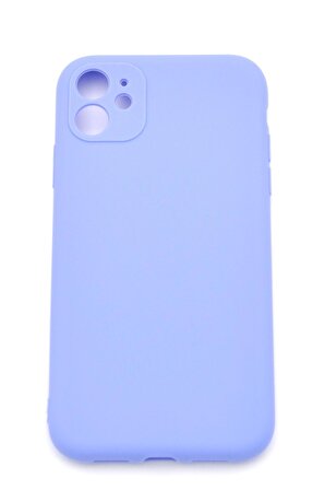 iPhone 11 Uyumlu Düz Renk Esnek Yumuşak Silikon Kılıf  Rubber Açık Mor