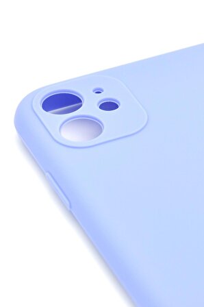 iPhone 11 Uyumlu Düz Renk Esnek Yumuşak Silikon Kılıf  Rubber Açık Mor