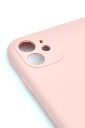 iPhone 11 Uyumlu Düz Renk Esnek Yumuşak Silikon Kılıf  Rubber Pembe