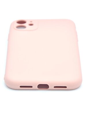 iPhone 11 Uyumlu Düz Renk Esnek Yumuşak Silikon Kılıf  Rubber Pembe
