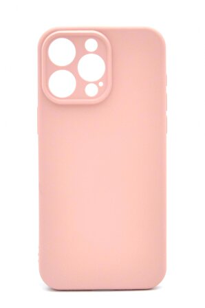iPhone 13 Pro Uyumlu Düz Renk Esnek Yumuşak Silikon Kılıf  Rubber Pudra Pembe