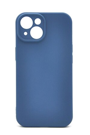 iPhone 14 Uyumlu Düz Renk Esnek Yumuşak Silikon Kılıf  Rubber İndigo Mavi
