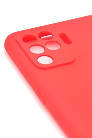 Oppo Reno 5 Lite Uyumlu Düz Renk Esnek Yumuşak Silikon Kılıf  Rubber Kırmızı