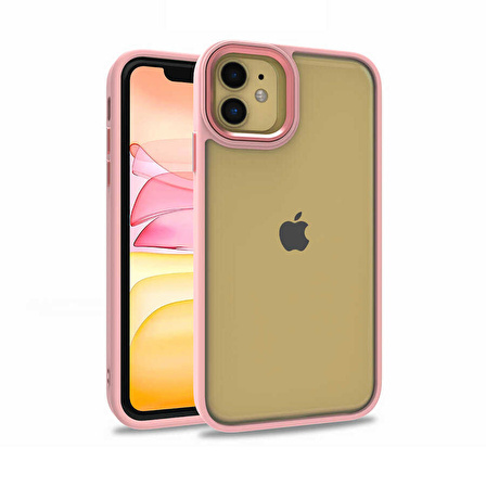 iPhone 11 Kılıf Arkası Şeffaf Kenar Korumalı Silikon Flora- Rose Gold