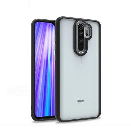 Xiaomi Redmi Note 8 Pro Kılıf Arkası Şeffaf Kenar Korumalı Silikon Flora