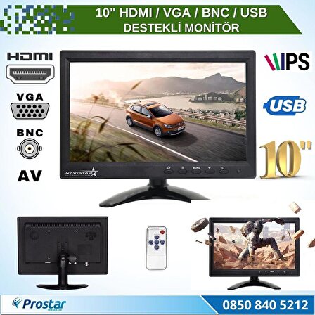 10.1" Büyük Ekranlı HDMI - VGA - BNC - AV - USB Girişli Monitör