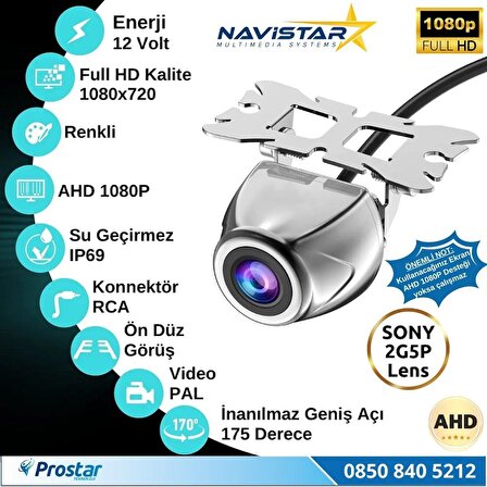 Navistar AHD 1080P Sony 2G5P Balıkgözü 175 Derece Geniş Açılı Araç Geri Görüş Kamerası