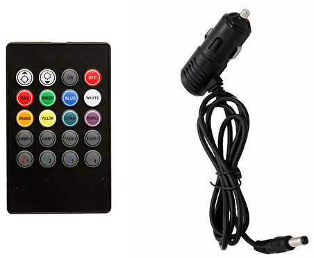 12 Ledli Araç İçi RGB Led Kumandalı-Telefon Kontrollü Müzik Sesine Duyarlı