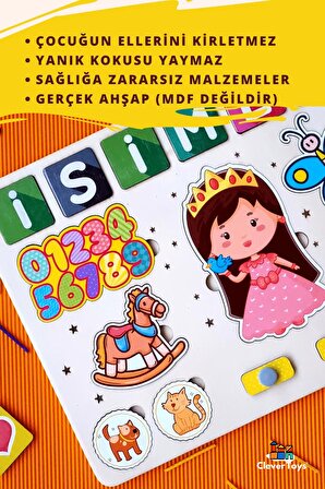 Kız çocuk Eğitici Oyuncak Kişiselleştirilebilir. Montessori Tak Çıkar Ahşap Puzzle Yapboz