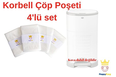 Korbell Çöp Poşeti - 4lü Set- Toplam 36 Metre
