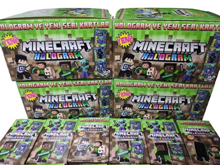 MineCraft 4 Minik Kutu (32+8:40 Adet) Hologramlı Yeni Seri Oyuncu Kartları Minecraft Karakterleri