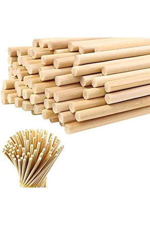 Ahşap Bambu Silindir Maket Çubukları 5 Mm 11-12 Cm 150 Adet