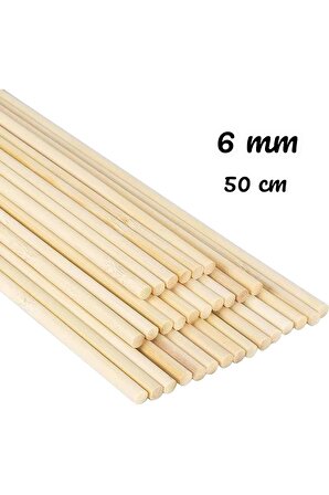 Ahşap Bambu 50 Cm 6 Mm Çubuk 35 Adet