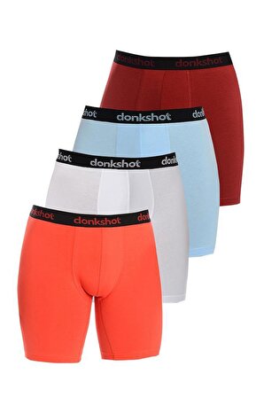 Donkshot (4 adet) UZUN Likralı Karışık Renk Erkek Boxer 1104