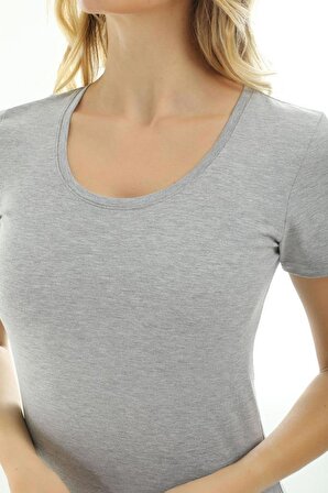 Kısa Kollu U Yaka Slim Fit Kadın Body T-Shirt