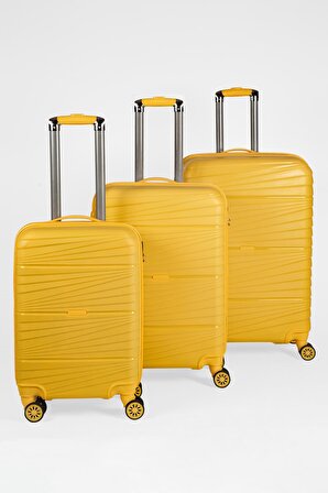 Protocol London 901 3'lü Valiz Bavul Seti Sarı - Darbelere Karşı Yüksek Koruma