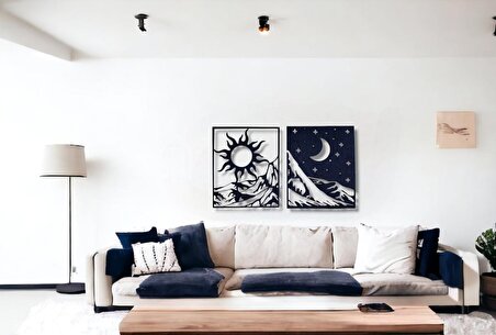 Wall Art Güneş ve Ay Temalı 50x30cm