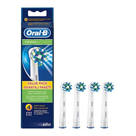 Oral-B Cross Action 4'lü Şarjlı Diş Fırçası Yedeği