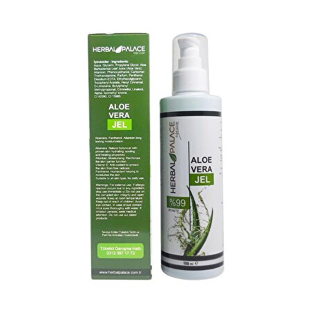 Herbal Palace Aloe Vera Cilt Bakım Jel  % 99 Aloe Vera 150 ml x 2 Adet