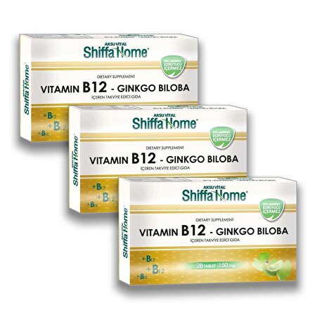 Aksuvital Shiffa Home Vitamin B12-Ginkgo Biloba 28 Tablet x 3 Adet