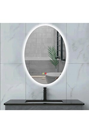 60x80(h) cm Buğu Çözücülü Dokunmatik Işıklı Ledli ELİPS Banyo Aynası