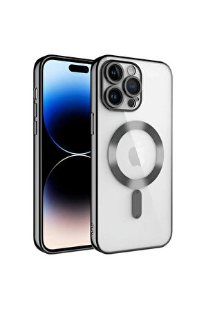 Iphone 12 Pro Max Uyumlu Lüx Lens Koruyuculu Şeffaf Magsafe Kılıf
