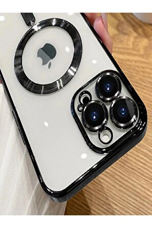 Iphone 12 Pro Max Uyumlu Lüx Lens Koruyuculu Şeffaf Magsafe Kılıf