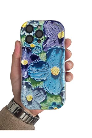 IPhone 15 Pro Max Uyumlu Çiçek Desenli Zigzaglı Telefon Kılıfı