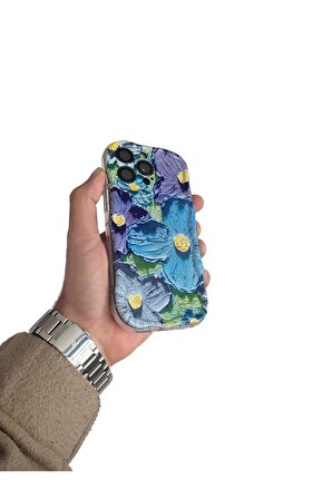 IPhone 15 Pro Max Uyumlu Çiçek Desenli Zigzaglı Telefon Kılıfı