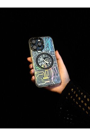 Iphone 15 Pro Max Uyumlu Çark Desenli Darbe Emici Özellikli Magsafe Kılıf
