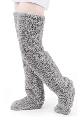 Termal Çorap Sock Peluş Uyku Çorabı Welsoft Diz Üstü Oda Çorabı Ayak Isıtıcı Uzun Gonç Çorap