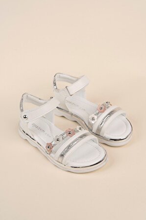 Termo Taban Papatya Model Beyaz Kız Çocuk Sandalet