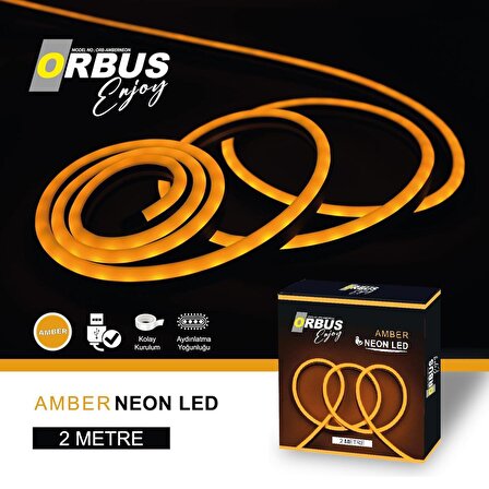 ORBUS Neon Şerit Led AMBER 2 Metre USB'li