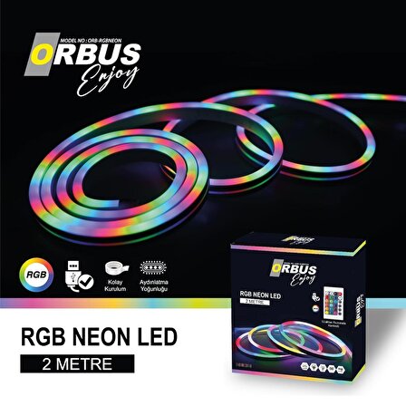 ORBUS RGB Neon Şerit Led 2 Metre USB'li