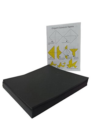 Origami Kağıdı, 100 Adet Siyah Renk  Origami Set 100lü Paket