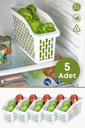 5 Adet Buzdolabı Içi Düzenleyici Sebze Meyve Sepeti Mutfak Banyo Tezgah Altı Üstü Organizer
