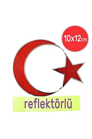 Türk Bayrağı Ay Yıldız Reflektör Arma Çıkartma Oto Yapışma Amblem