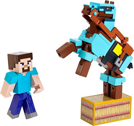 Orijinal Mojang Minecraft Steve and Armored Horse Atı Figür Paketi Oyuncakları