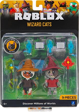 Roblox Celebrity Collection Wizard Cats Kediler Oyuncakları 2'li Figür Paketi Koleksiyonluk Kodlu