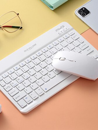Mini taşınabilir kablosuz bluetooth Klavye Mouse Seti Beyaz