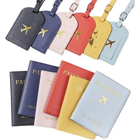 [İSME ÖZEL] Deri Pasaport kılıfı valiz etiketi renkli set Kişiselleştirme