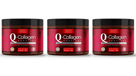 Öykü Q-COLLAGEN / Collagen / Kolajen / Tip 1-2-3 Vitamin C (238gr Toz) 3 Kutu / İlaç Kutusu Hediye
