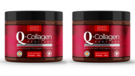 Öykü Q-COLLAGEN / Collagen / Kolajen / Tip 1-2-3 Vitamin C (238gr Toz) 2 Kutu / İlaç Kutusu Hediye