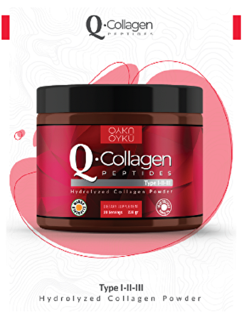 Öykü Q-COLLAGEN / Collagen / Kolajen / Tip 1-2-3 Vitamin C (238gr Toz) 1 Kutu / İlaç Kutusu Hediye