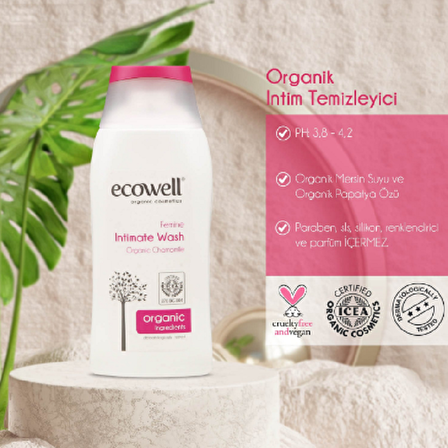 Ecowell Organik & Vegan İntim Temizleyici - 200 ml (İlaç Saklama Kutusu Hediye)