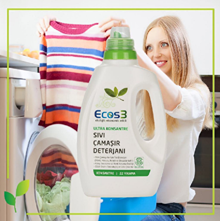 Ecos3 Organik Vegan Karma Renkler İçin Sıvı Deterjan 750 ml 22 Yıkama 