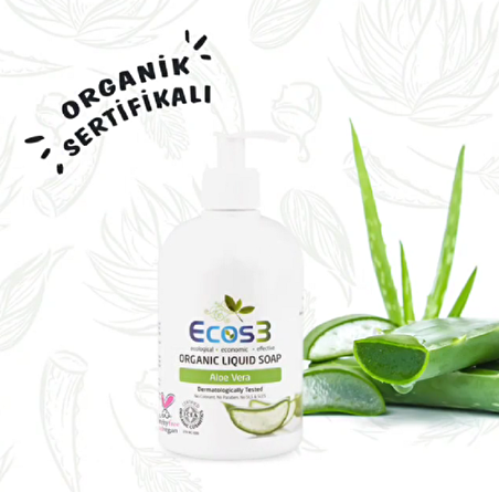 Ecos3 Organik & Vegan Sıvı Sabun Aloevera 500 ml + (İlaç Kutusu Hediyeli)